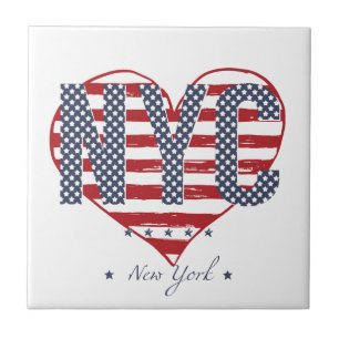 NYC American Flag Heart Tile