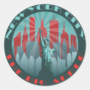 NYC Big Apple Round Classic Round Sticker