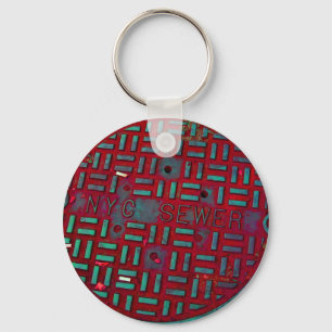 NYC Broadway Street Manhole Cover Keychain