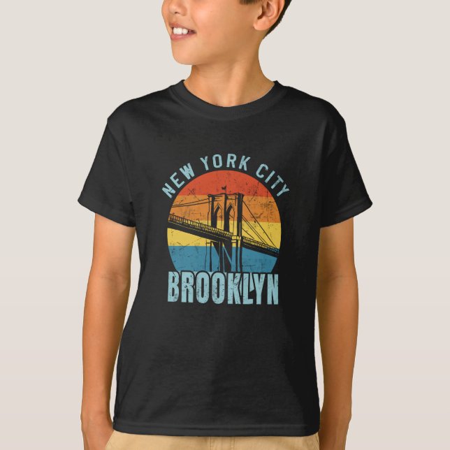 NYC Brooklyn Bridge Retro T-Shirt (Front)