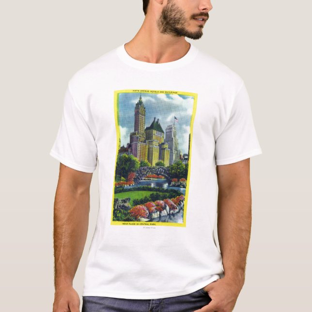 NYC Central Park View of 5th Ave Hotels T-Shirt (Front)