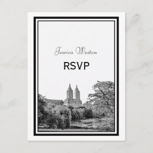 NYC Centrl Pk Lake San Remo Etched RSVP 1 Invitation Postcard