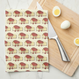 NYC Cherry Cheesecake Slice Dessert Baking Food Kitchen Towel