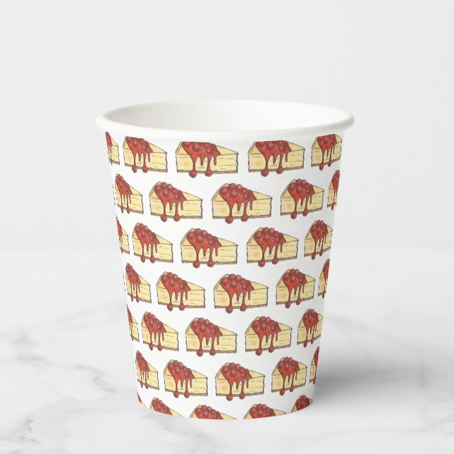NYC Cherry Cheesecake Slice Dessert Baking Food Paper Cups (Front)