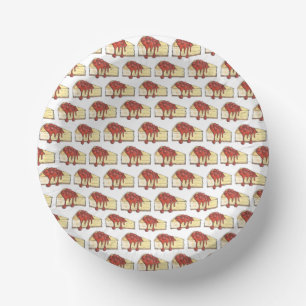 NYC Cherry Cheesecake Slice Dessert Baking Food Paper Plate
