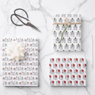NYC Christmas Brooklyn Bridge Washington Square Wrapping Paper Sheet