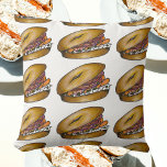 NYC Deli Breakfast Brunch Bagel Lox Capers Onion Throw Pillow<br><div class="desc">Decorative throw pillow features an original marker illustration of a NYC deli-style bagel topped with cream cheese, salmon lox, capers, and red onion. This design is also available on other products. Lots of additional food themed illustrations are also available from this shop. Don't see what you're looking for? Need help...</div>