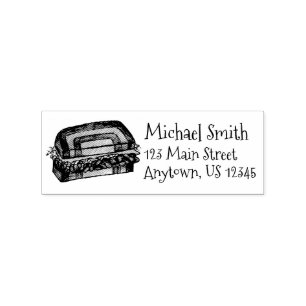NYC Deli Corned Beef Reuben Sandwich Food Address Rubber Stamp