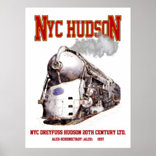 NYC Dreyfuss Hudson Loco. 20th Century Limited Poster