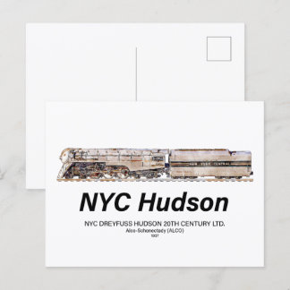 NYC Dreyfuss Hudson Steam Locomotive. Profile Postcard