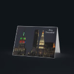 NYC Emp St Bldg In Christmas Hanukkah colors Holiday Card<br><div class="desc">NYC Skyline ESB Christmukkah lighting - Christmas Card / Hanukkah Card / Winter Holiday Card ========== Elegant, stylish customizable cards, invitations and accessories with a night skyline view of New York City featuring the tops of ESB, One Madison Park and Met Life Clock Tower. The ESB is simultaneously lit up...</div>