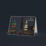 NYC Emp St Bldg In Christmas Hanukkah colors Holiday Card<br><div class="desc">NYC Skyline ESB Christmukkah lighting - Christmas Card / Hanukkah Card / Winter Holiday Card ========== Elegant, stylish customizable cards, invitations and accessories with a night skyline view of New York City featuring the tops of ESB, One Madison Park and Met Life Clock Tower. The ESB is simultaneously lit up...</div>