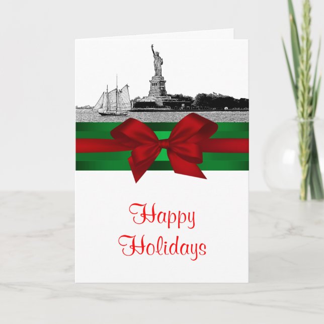 NYC Etched Statue of Liberty Christmas Holiday (Front)