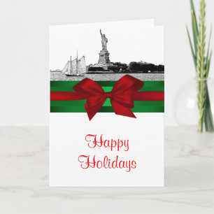NYC Etched Statue of Liberty Christmas Holiday Card
