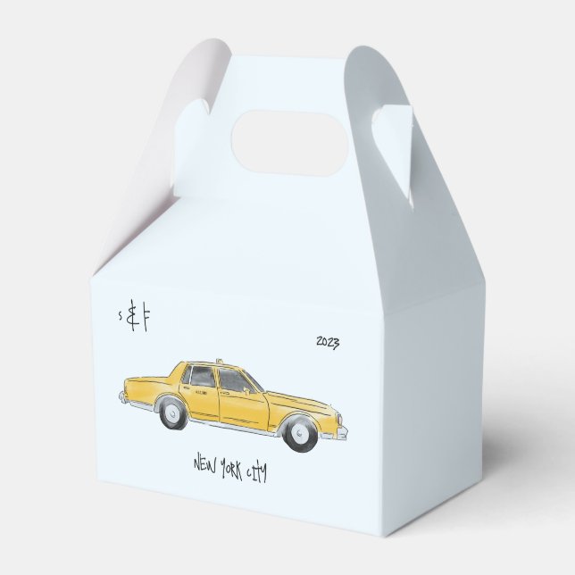 NYC Favour Box. Wedding welcome box taxi. (Front Side)