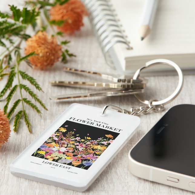 NYC Flower Market Lower East Colourful Keychain (Front Right)