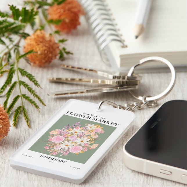 NYC Flower Market Upper East Elegant Keychain (Front Right)