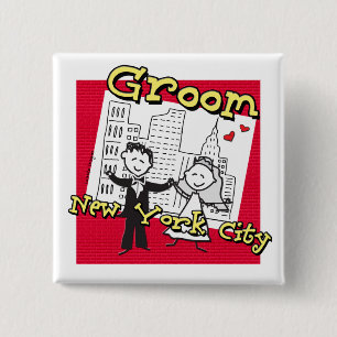 NYC Groom 2 Inch Square Button