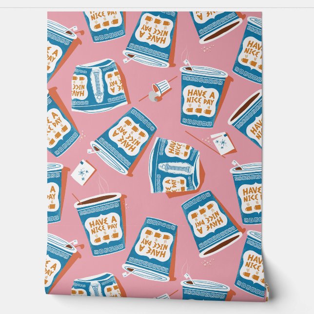 NYC Have a Nice Day Blue Coffee Cup Venti Wallpaper (Unrolling)