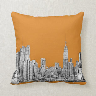 NYC In orange Throw Pillow