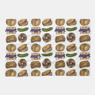 NYC Jewish Deli Food Pickle Blintz Bagel Knish Lox Kitchen Towel