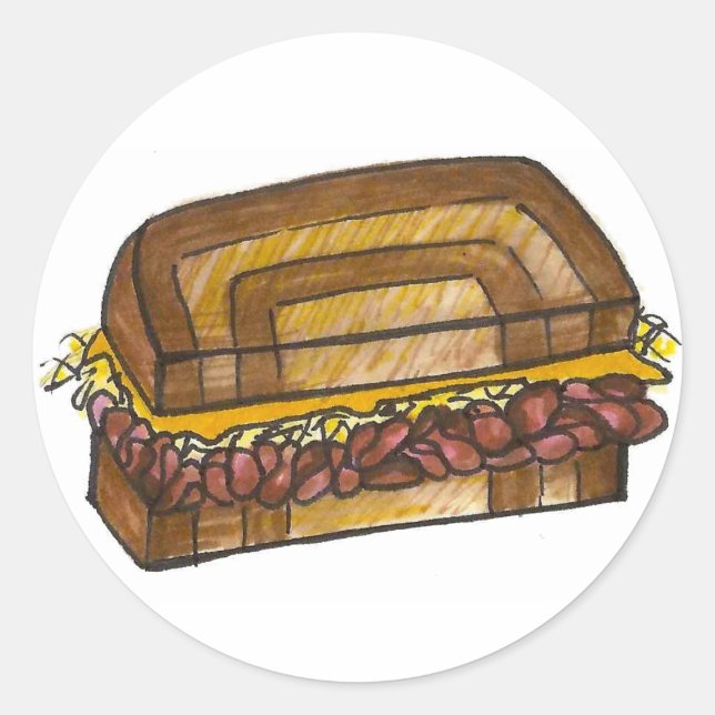 NYC Jewish Deli Reuben Corned Beef Sandwich Foodie Classic Round Sticker (Front)
