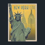 NYC - Lady Liberty - Yellow Postcard<br><div class="desc">Anderson Design Group is an award-winning illustration and design firm in Nashville,  Tennessee. Founder Joel Anderson directs a team of talented artists to create original poster art that looks like classic vintage advertising prints from the 1920s to the 1960s.</div>
