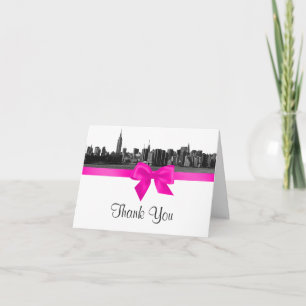 NYC large Skyline Etted BW Hot rose H Merci