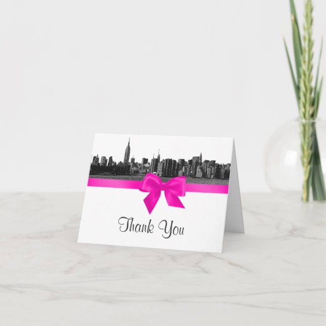 NYC large Skyline Etted BW Hot rose H Merci (Devant)