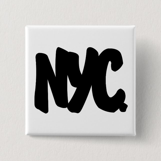 NYC Letters 2 Inch Square Button (Front)