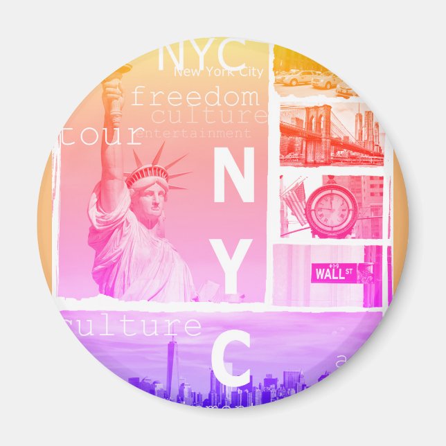Nyc Liberty Statue Brooklyn Bridge New York City Magnet (Front)