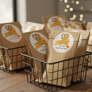 NYC Locally Grown Pretzel Favor Baby Shower Classic Round Sticker