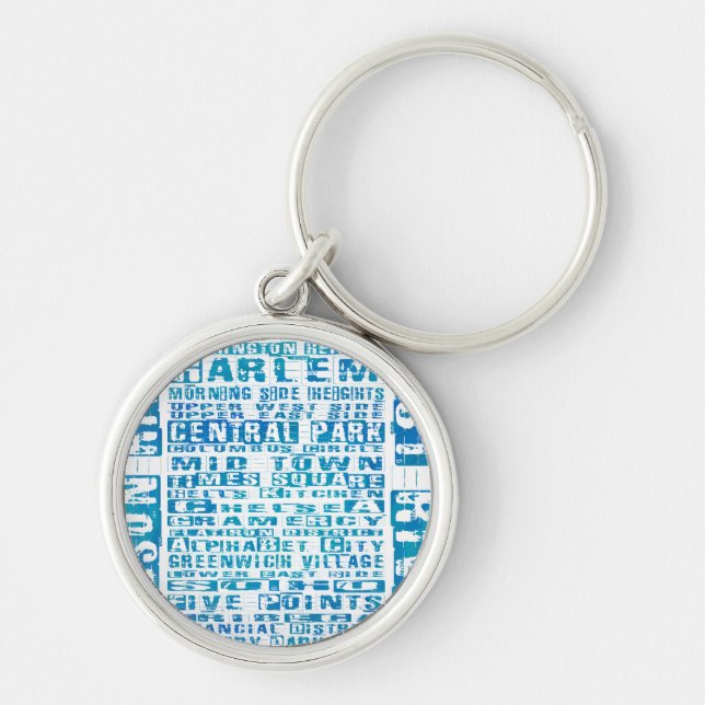 NYC Neighbourhoods Blue Keychain (Front)