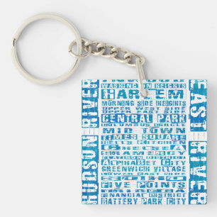 NYC Neighbourhoods Blue Keychain