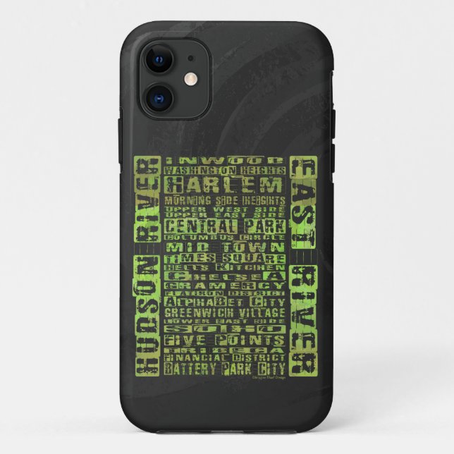 NYC Neighbourhoods Green Case-Mate iPhone Case (Back)