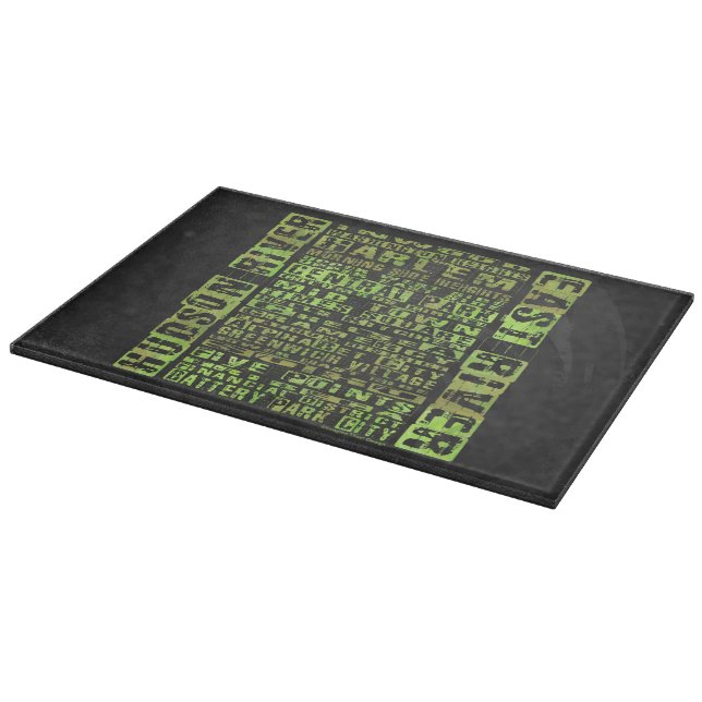 NYC Neighbourhoods Green Cutting Board (Corner)