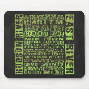 NYC Neighbourhoods Green Mouse Pad