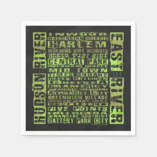 NYC Neighbourhoods Green Napkin