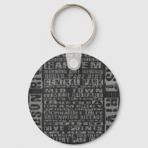 NYC Neighbourhoods Grey Keychain