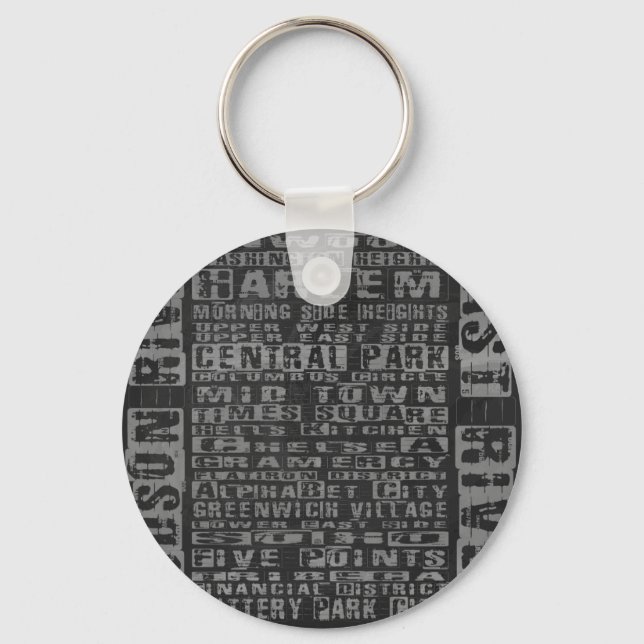 NYC Neighbourhoods Grey Keychain (Front)