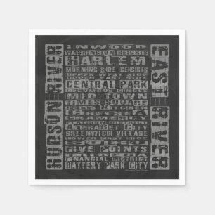 NYC Neighbourhoods Grey Napkin