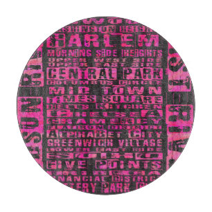 NYC Neighbourhoods Hot Pink Cutting Board