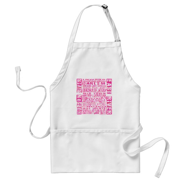 NYC Neighbourhoods Hot Pink Standard Apron (Front)
