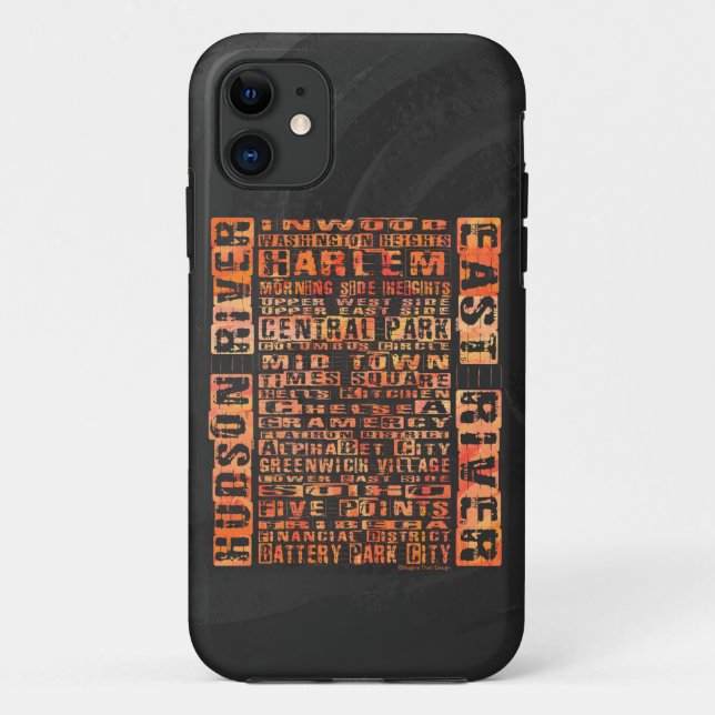 NYC Neighbourhoods Orange Case-Mate iPhone Case (Back)