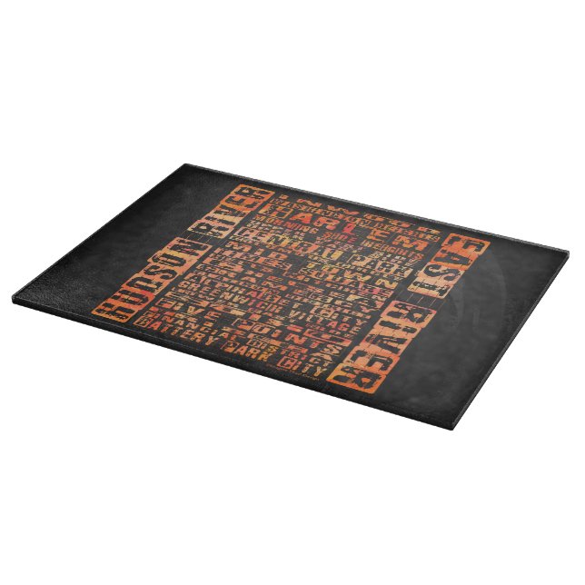 NYC Neighbourhoods Orange Cutting Board (Corner)