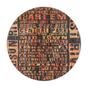 NYC Neighbourhoods Orange Cutting Board