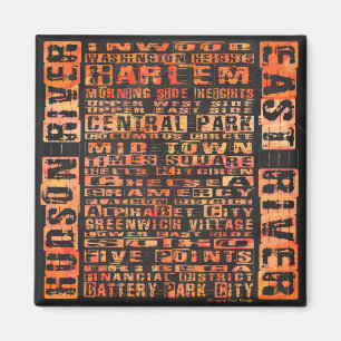 NYC Neighbourhoods Orange Magnet