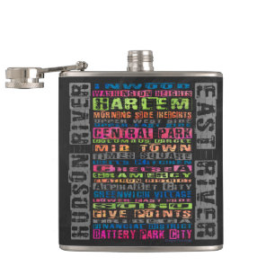NYC Neighbourhoods Rainbow Hip Flask