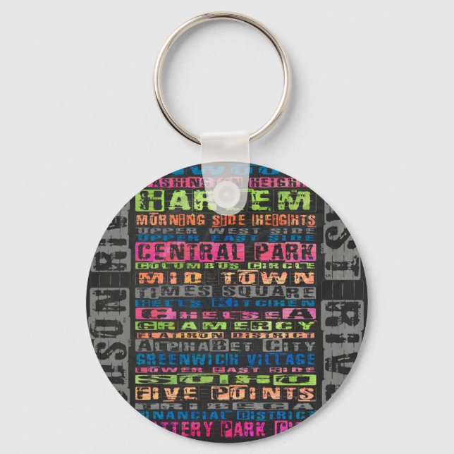 NYC Neighbourhoods Rainbow Keychain (Front)