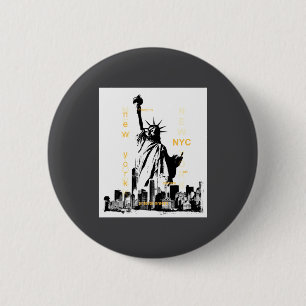Nyc New York Brooklyn Bridge Liberty Statue Mens _ 2 Inch Round Button